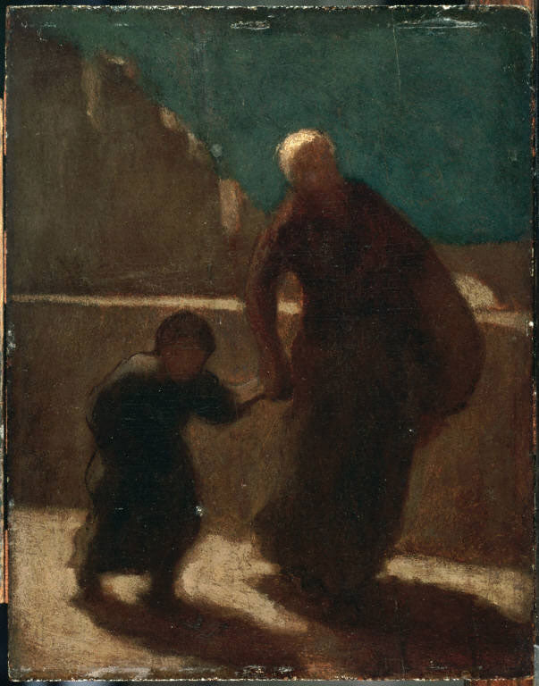 On a Bridge at Night, vintage artwork by Honore Daumier, A3 (16x12") Poster Print