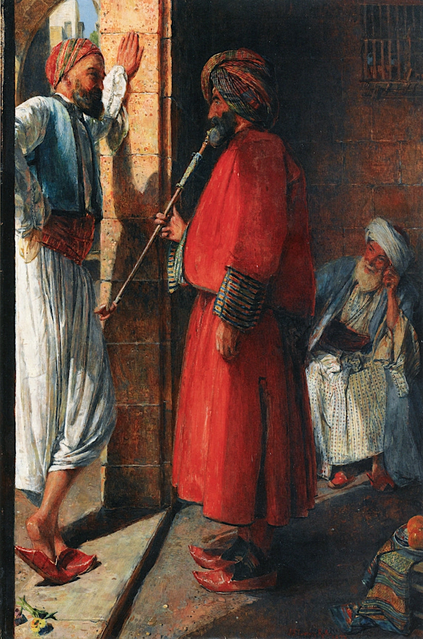 Outdoor Gossip, Cairo, vintage artwork by John Frederick Lewis, RA, A3 (16x12") Poster Print
