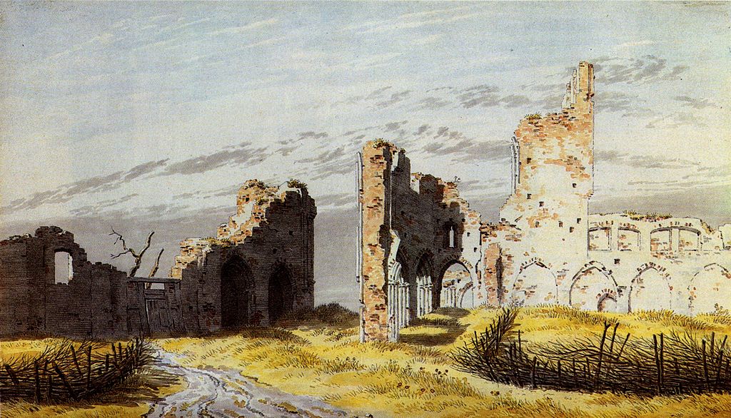 Ruins of the Monastery at Eldena, vintage artwork by Caspar David Friedrich, 12x8" (A4) Poster
