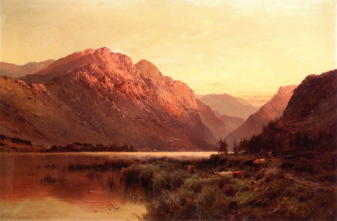 An Amberdeenshire Lake, vintage artwork by Alfred de Breanski, Sr., 12x8" (A4) Poster