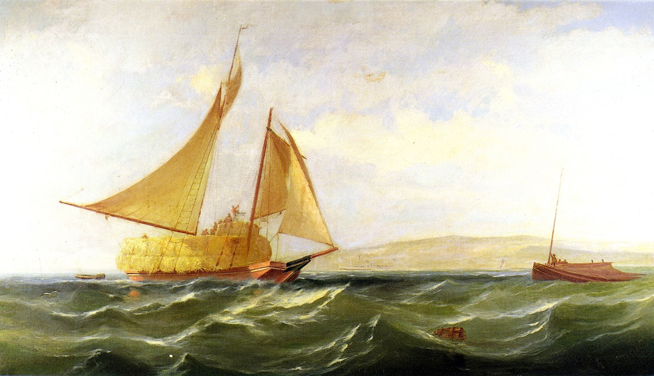 Hay Scow on San Francisco Bay, vintage artwork by Gideon Jacques Denny, 12x8" (A4) Poster