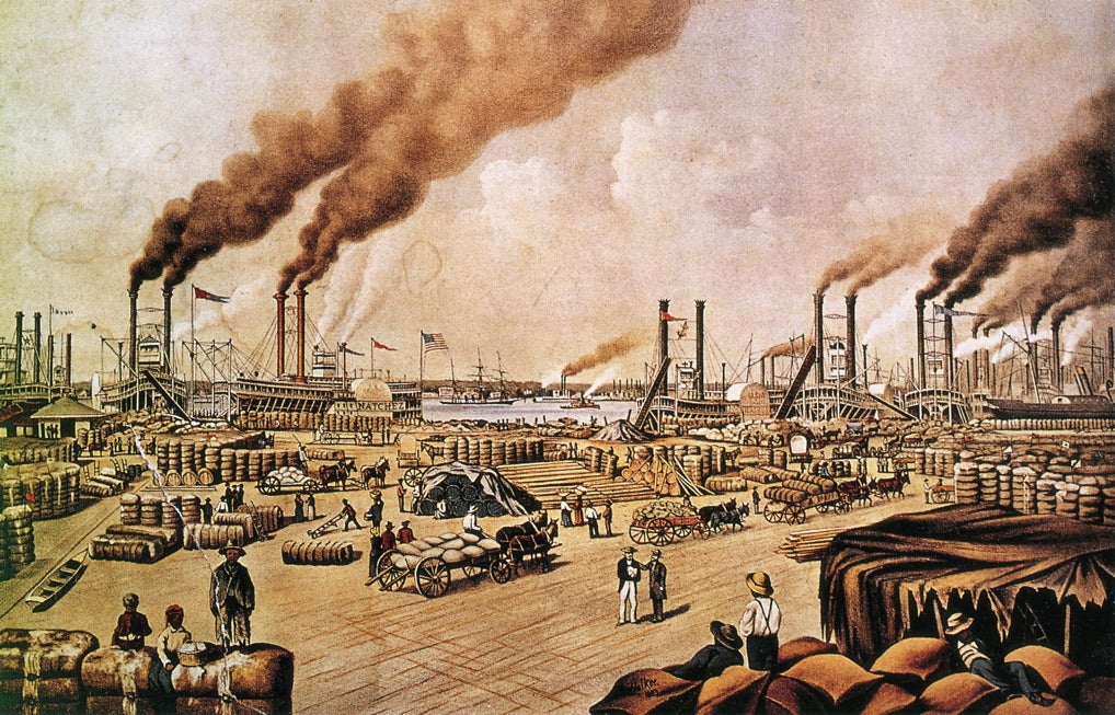 The Levee at New Orleans, vintage artwork by William Aiken Walker, 12x8" (A4) Poster