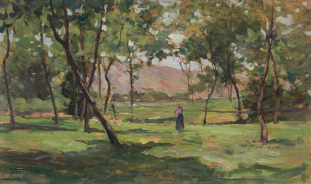 Figure in a Ladnscape, vintage artwork by Carlo Follini, 12x8" (A4) Poster