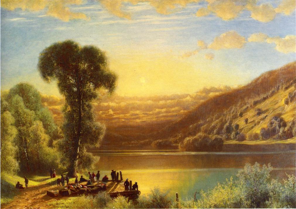 Sunset in The Androsgoccin Valley, Maine, vintage artwork by James Fairman, 12x8" (A4) Poster