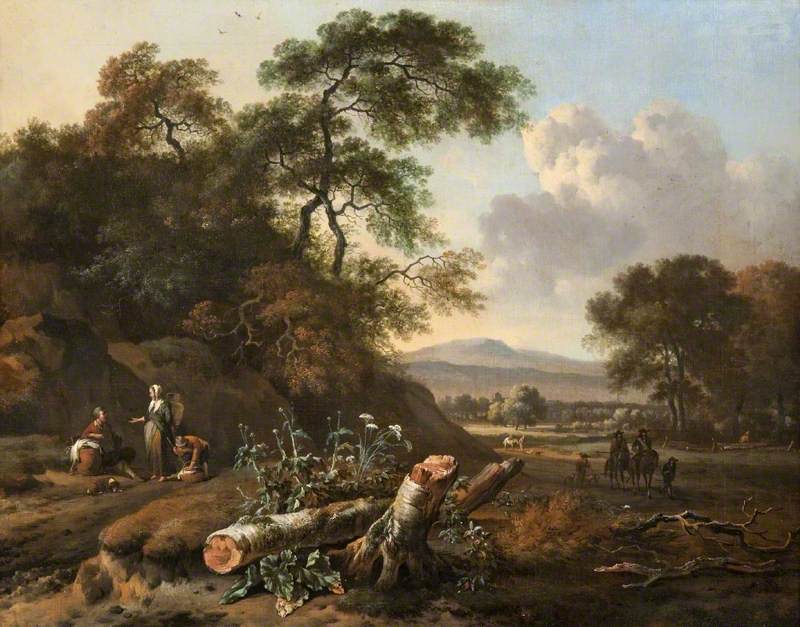 Landscape with a Fallen Tree, vintage artwork by Johannes Lingelbach, 12x8" (A4) Poster