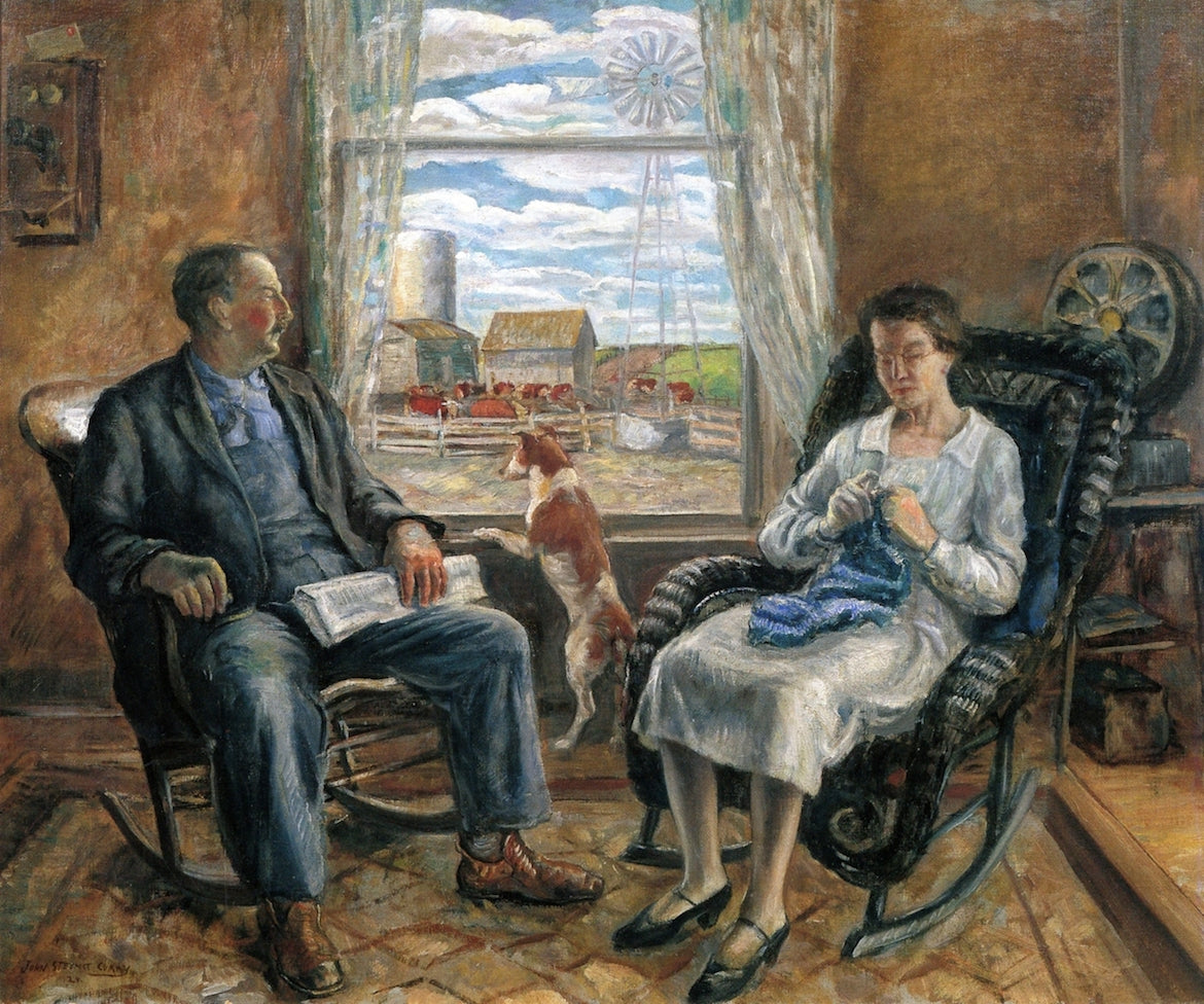 The Old Folks, vintage artwork by John Steuart Curry, 12x8" (A4) Poster