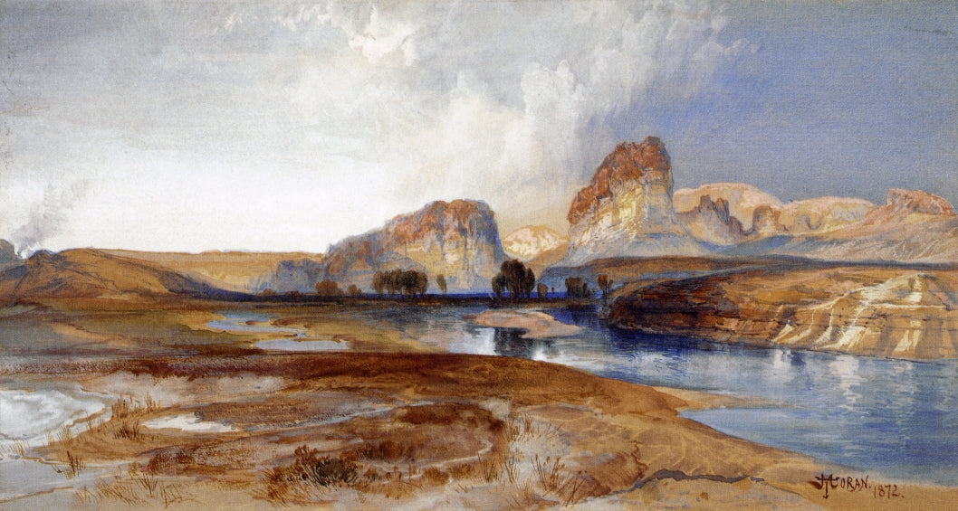 Cliffs, Green River, Wyoming, vintage artwork by Thomas Moran, 12x8" (A4) Poster