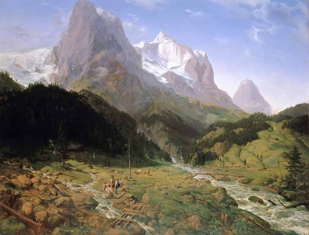 The Wetterhorn, vintage artwork by Ernst Ferdinand Oehme, A3 (16x12") Poster Print