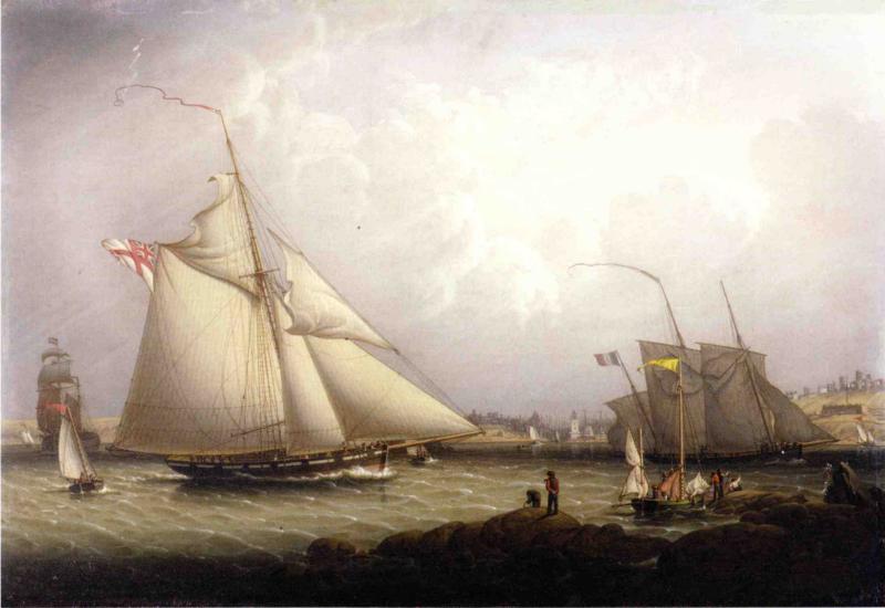 nglish Cutter and Lugger, Off North Shields by Robert Schade,A3(16x12")Poster