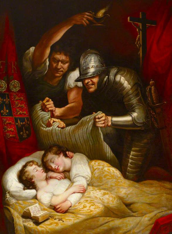 The Murder of the Princes in the Tower, vintage artwork by James Northcote, 12x8" (A4) Poster
