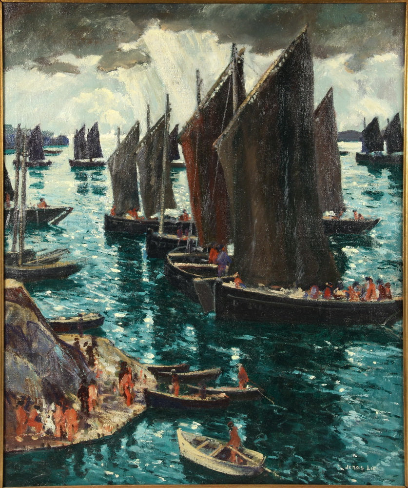 A Safe Harbor, vintage artwork by Jonas Lie, 12x8" (A4) Poster