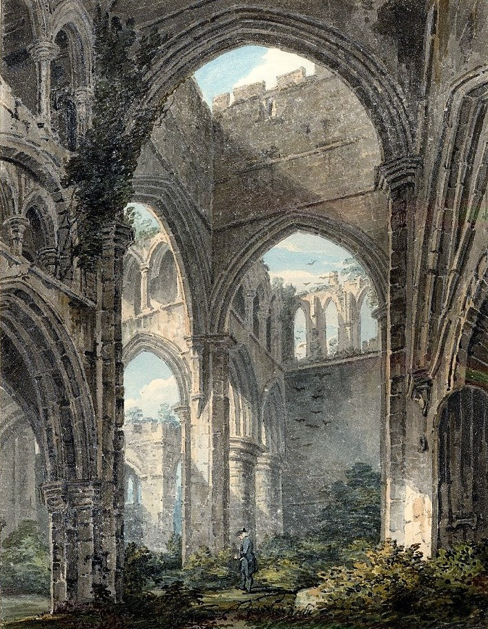 Lanercost Priory, Cumberland, vintage artwork by Thomas Girtin, 12x8" (A4) Poster