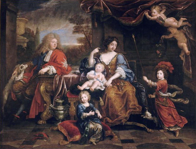 Family of Louis of France, Grand Dauphin, vintage artwork by Pierre Mignard, 12x8" (A4) Poster