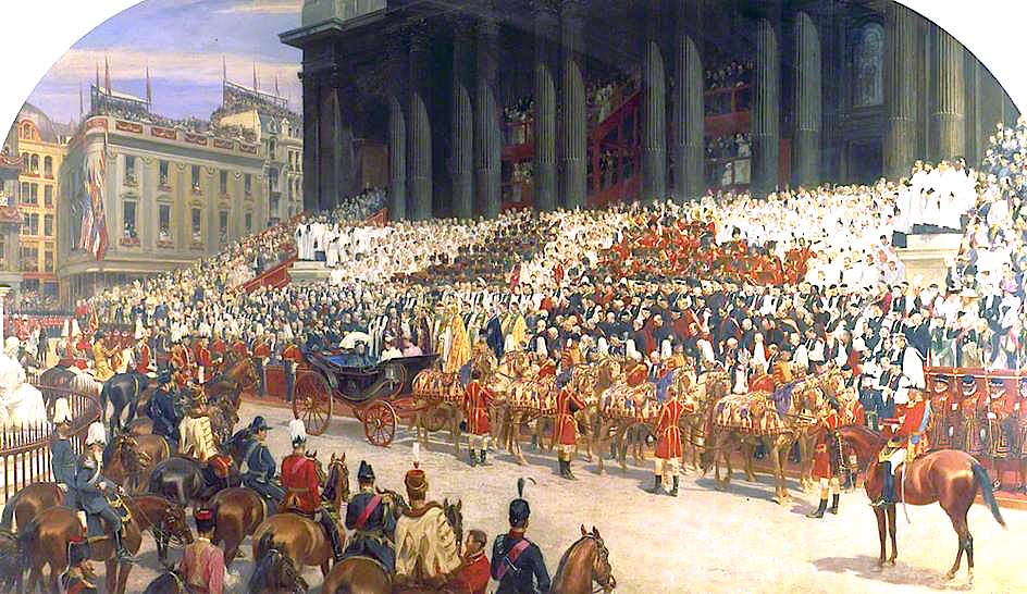 Queen Victoria's Diamond Jubilee Service, 22 June 1897, vintage artwork by Andrew Carrick Gow, 12x8" (A4) Poster
