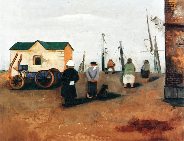 Harbor Scene, vintage artwork by Felix Nussbaum, 12x8" (A4) Poster