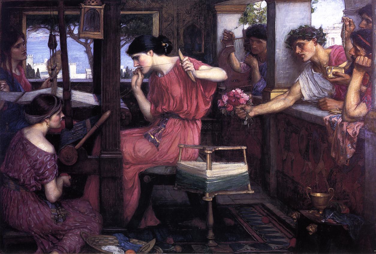 Penelope and the Suitors, vintage artwork by John William Waterhouse, 12x8" (A4) Poster