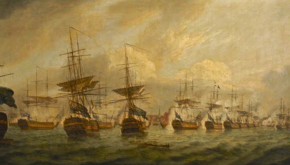 The Battle of Copenhagen, 2 April 1801, vintage artwork by Thomas Luny, 12x8" (A4) Poster