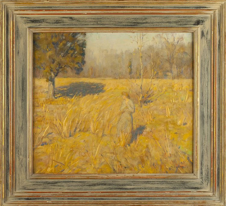 Autumn Field, vintage artwork by William Langson Lathrop, 12x8" (A4) Poster