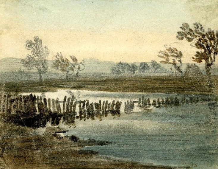 Fields in Flood, vintage artwork by Thomas Girtin, 12x8" (A4) Poster