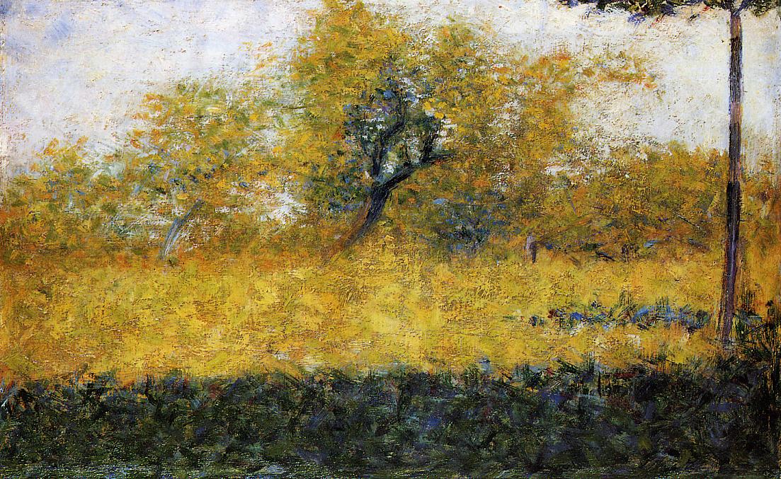 Edge of Wood, Springtime, vintage artwork by Georges Seurat, 12x8" (A4) Poster