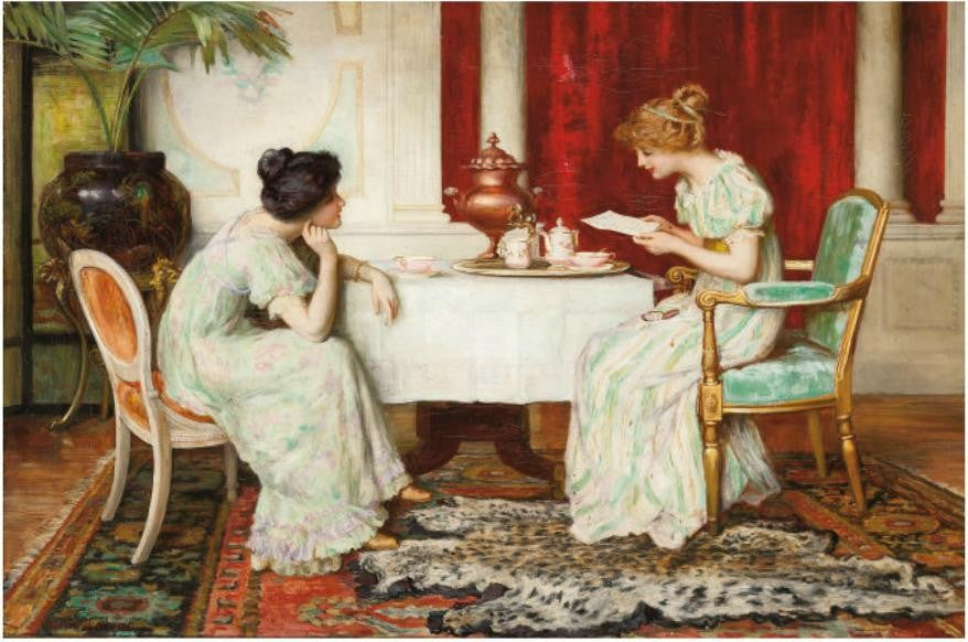 The love letter, vintage artwork by Francis Sidney Muschamp, 12x8" (A4) Poster