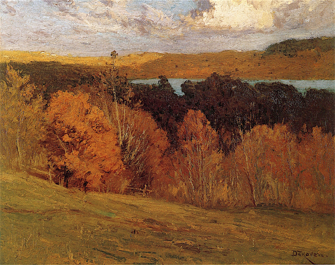 Fall Hillside, vintage artwork by Franklin de Haven, 12x8" (A4) Poster
