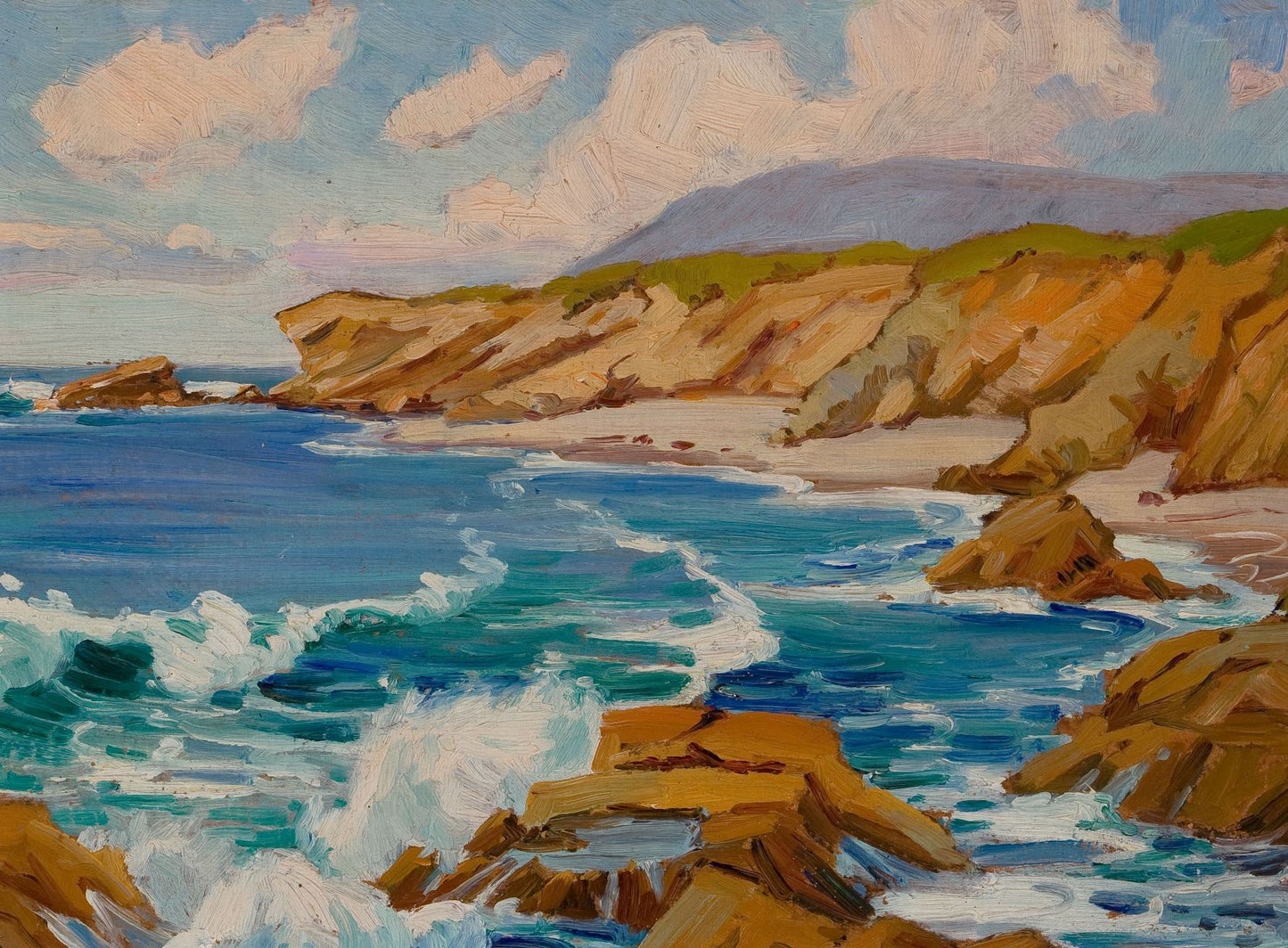 California Coastline, vintage artwork by Anna Althea Hills, 12x8" (A4) Poster