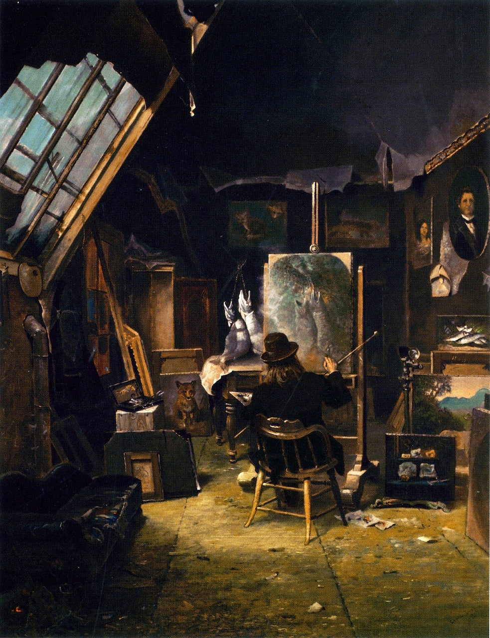 Samuel Marsden Brookes Painting in His Studio, vintage artwork by Edwin Deakin, 12x8" (A4) Poster