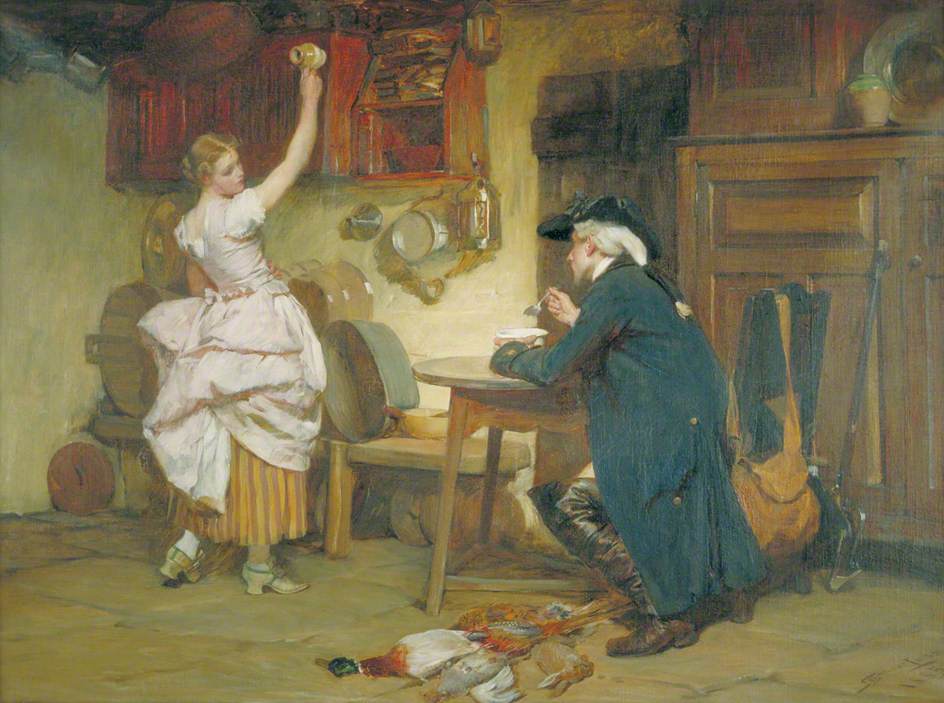 Flirtation, vintage artwork by John Seymour Lucas, 12x8" (A4) Poster