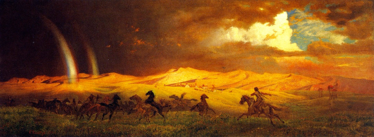 Prairie Bluffs at Julesburg, South Platte, Storm at Sunset, vintage artwork by Emanuel Gottlieb Leutze, A3 (16x12") Poster Print