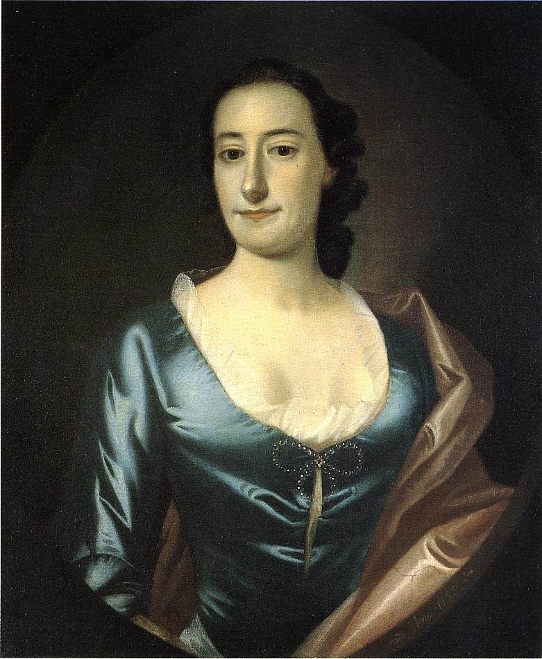 Portrait of Elizabeth Prioleau Roupell, vintage artwork by Jeremiah Theus, 12x8" (A4) Poster