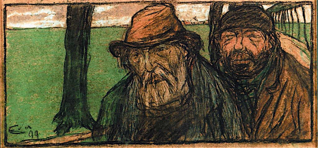 Two Tramps, vintage artwork by Eugeen van Mieghem, 12x8" (A4) Poster