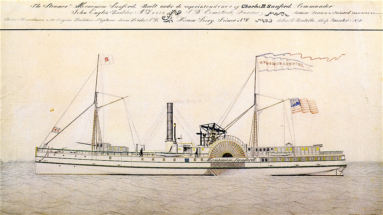 The Steamer, Menemon Sanford, vintage artwork by James Bard, A3 (16x12") Poster Print