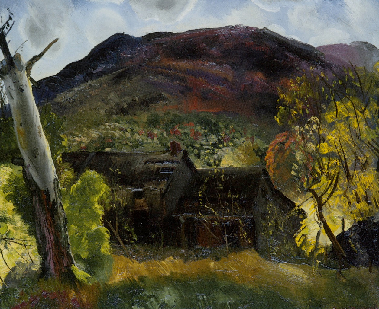 Blasted Tree and Deserted House, vintage artwork by George Wesley Bellows, 12x8" (A4) Poster