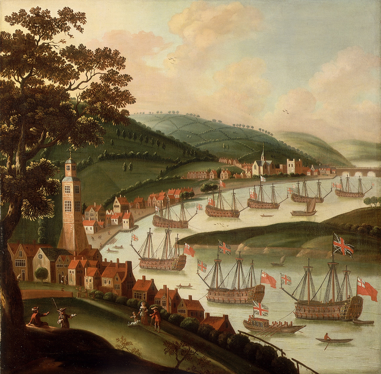 Ships Laid up in the Medway, vintage artwork by Dutch School 17th Century - Unknown, 12x8" (A4) Poster