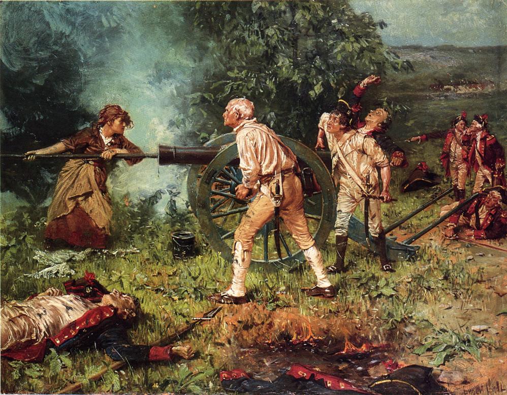 Molly Pitcher at The Battle of Monmouth, 1778, vintage artwork by Franz Ludwig Catel, 12x8" (A4) Poster