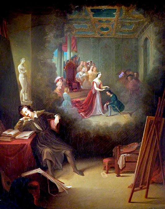 A Painter Dreaming of Queen Victoria's Patronage of the Arts, vintage artwork by Attributed to Sir Charles Lock Eastlake, RA, A3 (16x12") Poster Print