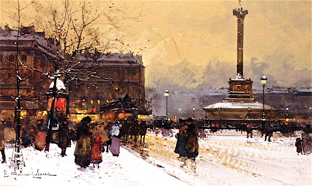 Place de Bastille by Eugene Galien-Laloue,A3(16x12")Poster