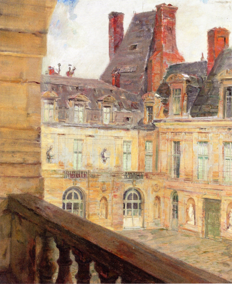 Cour de la Fontaine, Fountainbleau, vintage artwork by Walter Gay, 12x8" (A4) Poster