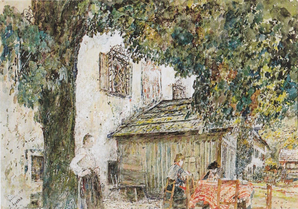 Pubgarden in Goisern, vintage artwork by Rudolf von Alt, A3 (16x12") Poster Print