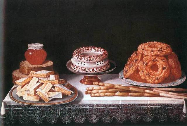 Tavola Imbandita, vintage artwork by Juan van der Hamen, 12x8" (A4) Poster