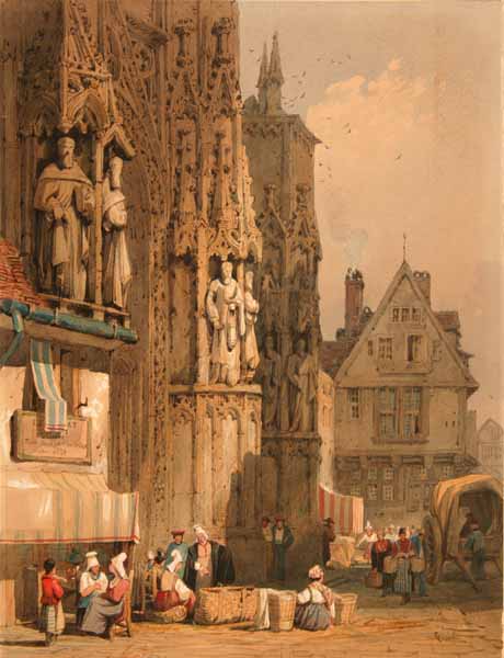 The Cathedral Market, vintage artwork by Samuel Prout, 12x8" (A4) Poster