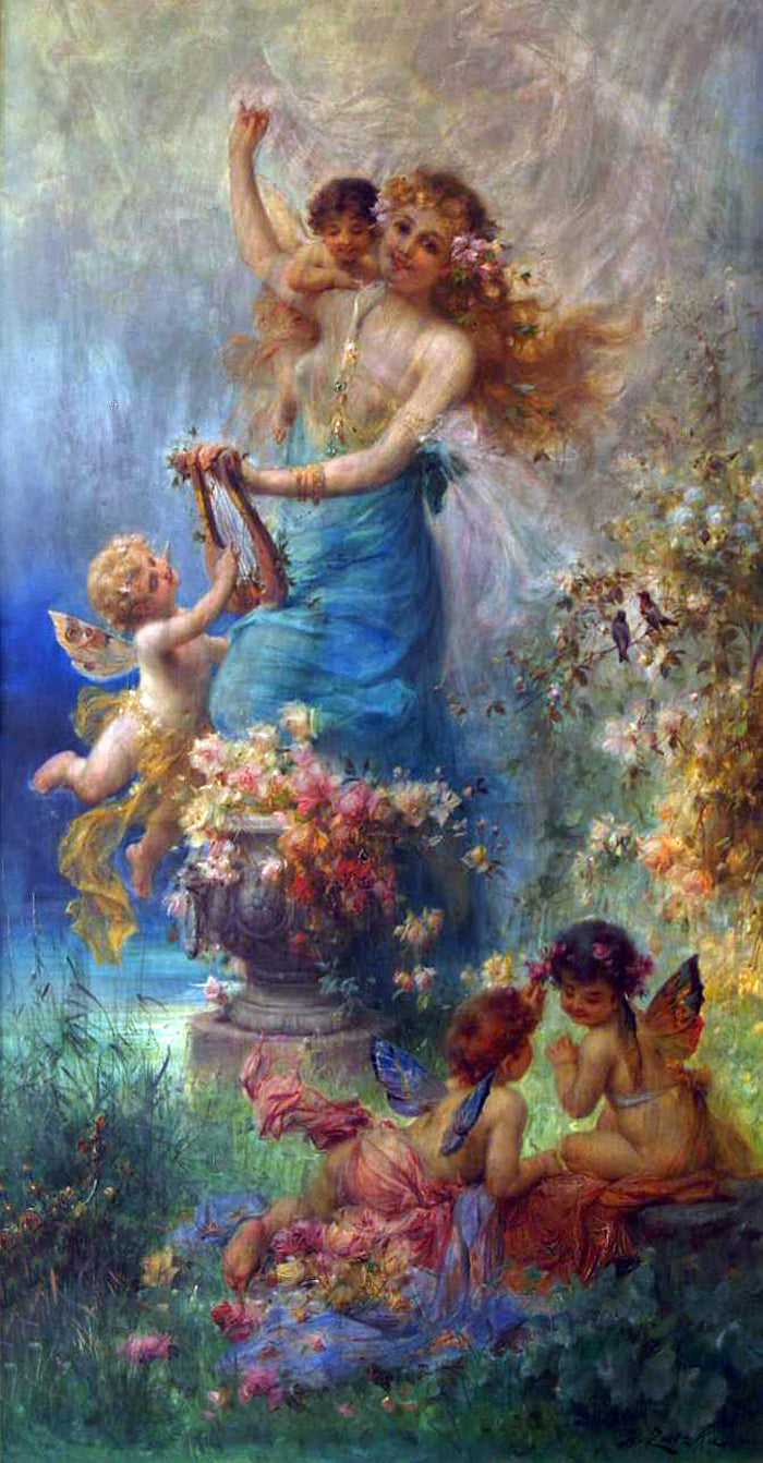Nymph and Elfs by Hans Zatzka,A3(16x12")Poster