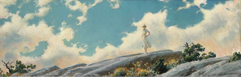 Bright Morning on the Rocks by Charles Courtney Curran,A3(16x12")Poster