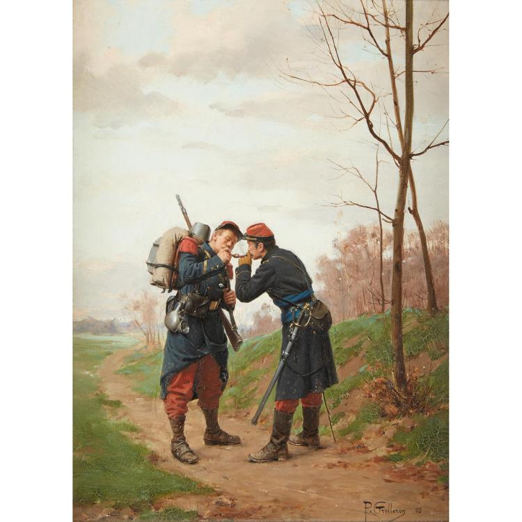 Sharing a smoke, vintage artwork by Paul-Louis-Narcisse Grolleron, 12x8" (A4) Poster