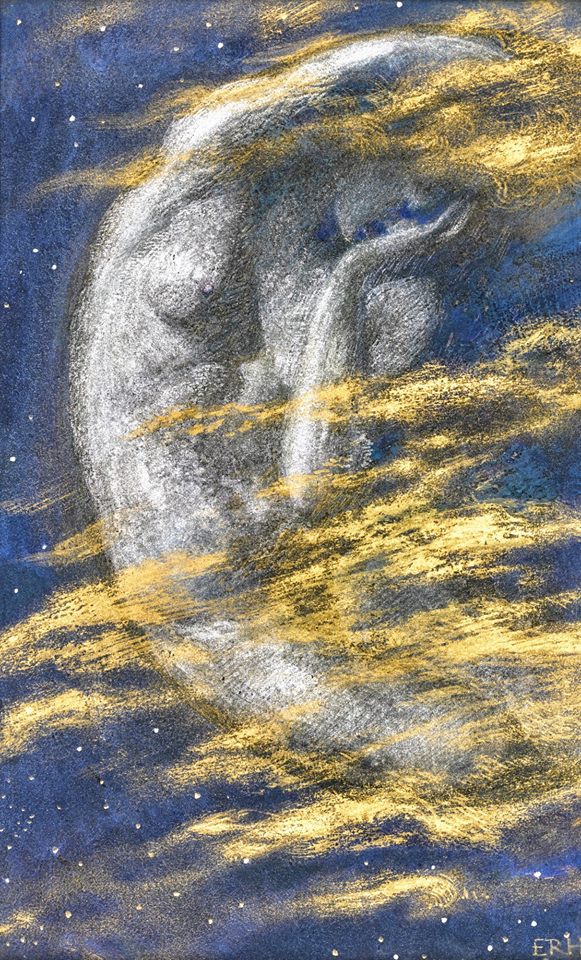 The Weary Moon, vintage artwork by Edward Robert Hughes, 12x8" (A4) Poster
