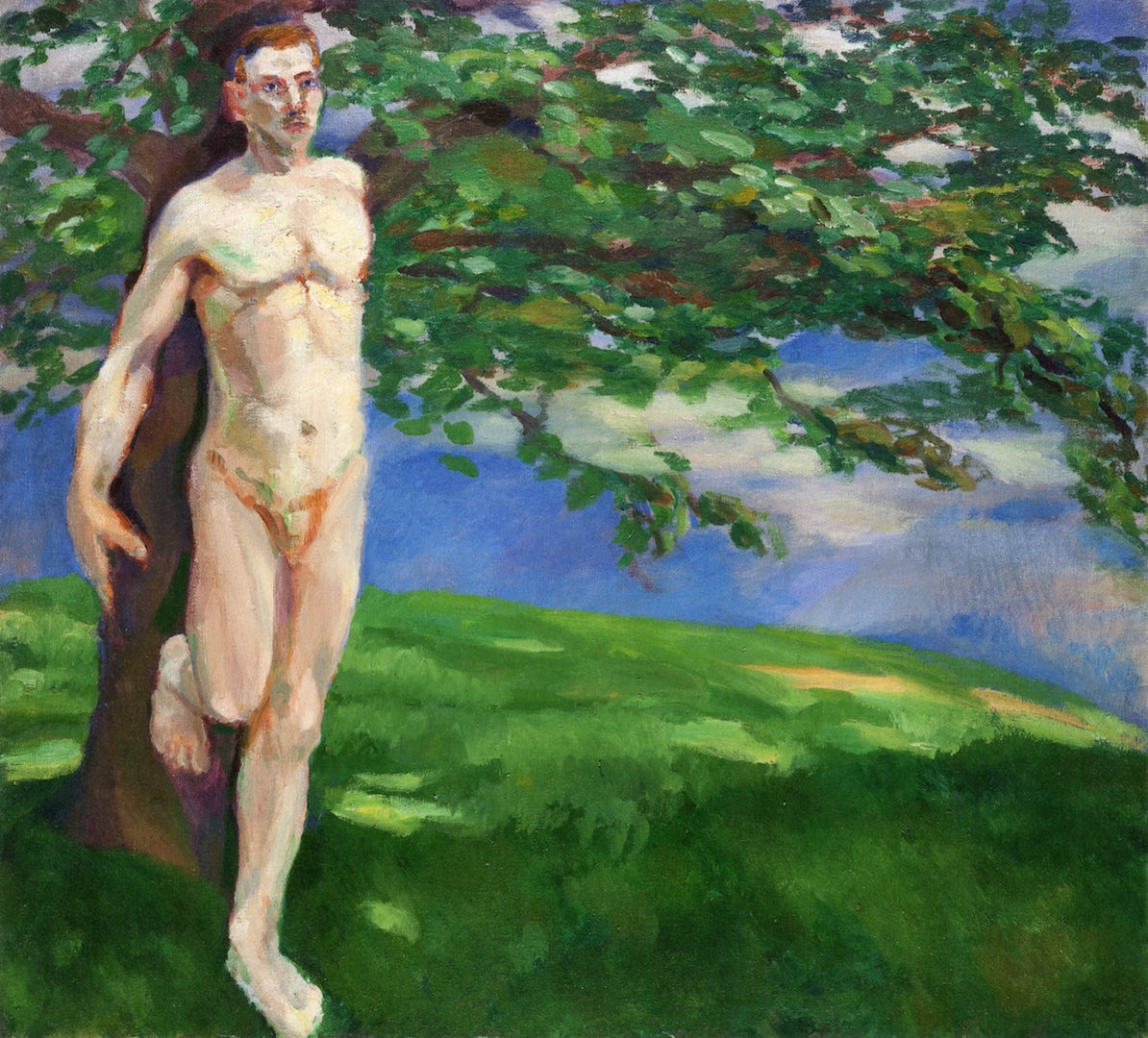 Male Nude in a Landscape by Jindřich Prucha,16x12(A3) Poster