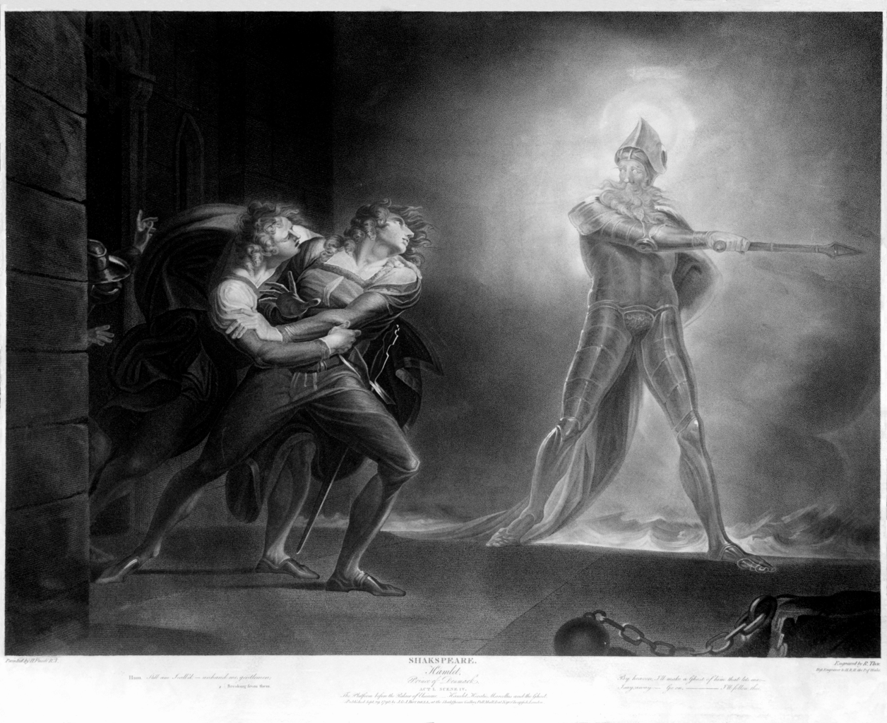 Hamlet, Prince of Demark Act I Scene IV, vintage artwork by Johann Heinrich Füseli, 12x8" (A4) Poster