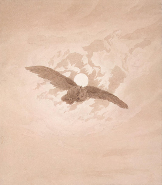 Owl Flying against a Moonlit Sky, vintage artwork by Caspar David Friedrich, 12x8" (A4) Poster