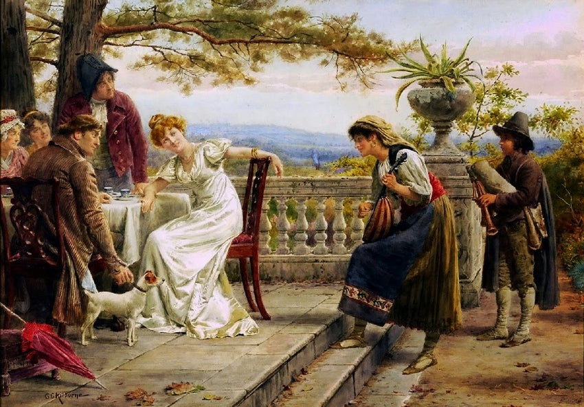 An Italian serenade, vintage artwork by George Goodwin Kilburne, 12x8" (A4) Poster